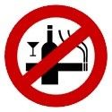 símbolo de "NO fumar o beber"